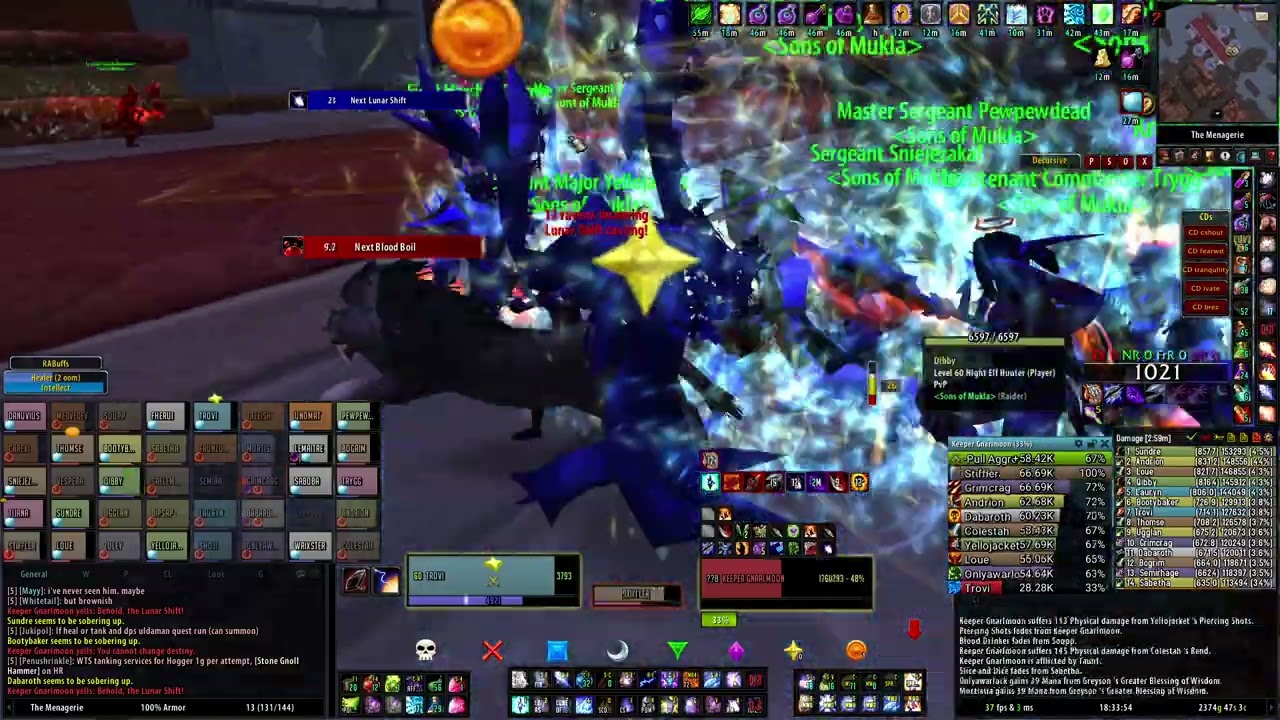 Turtle WoW - Sons of Mukla (Tel'Abim) Keeper Gnarlmoon kill - 3 deaths