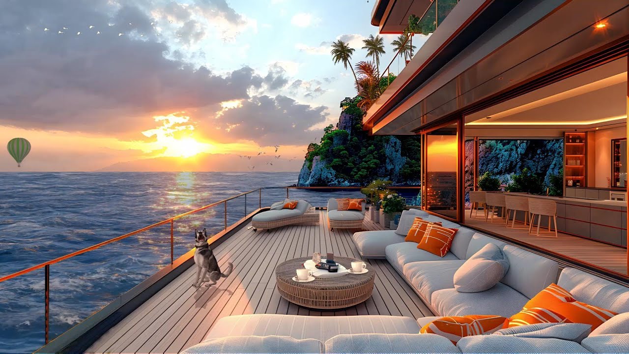Smooth Piano Jazz at Sunset🌴Relaxing Yacht Deck Melodies for Work, Study, Relaxation, and Sleep
