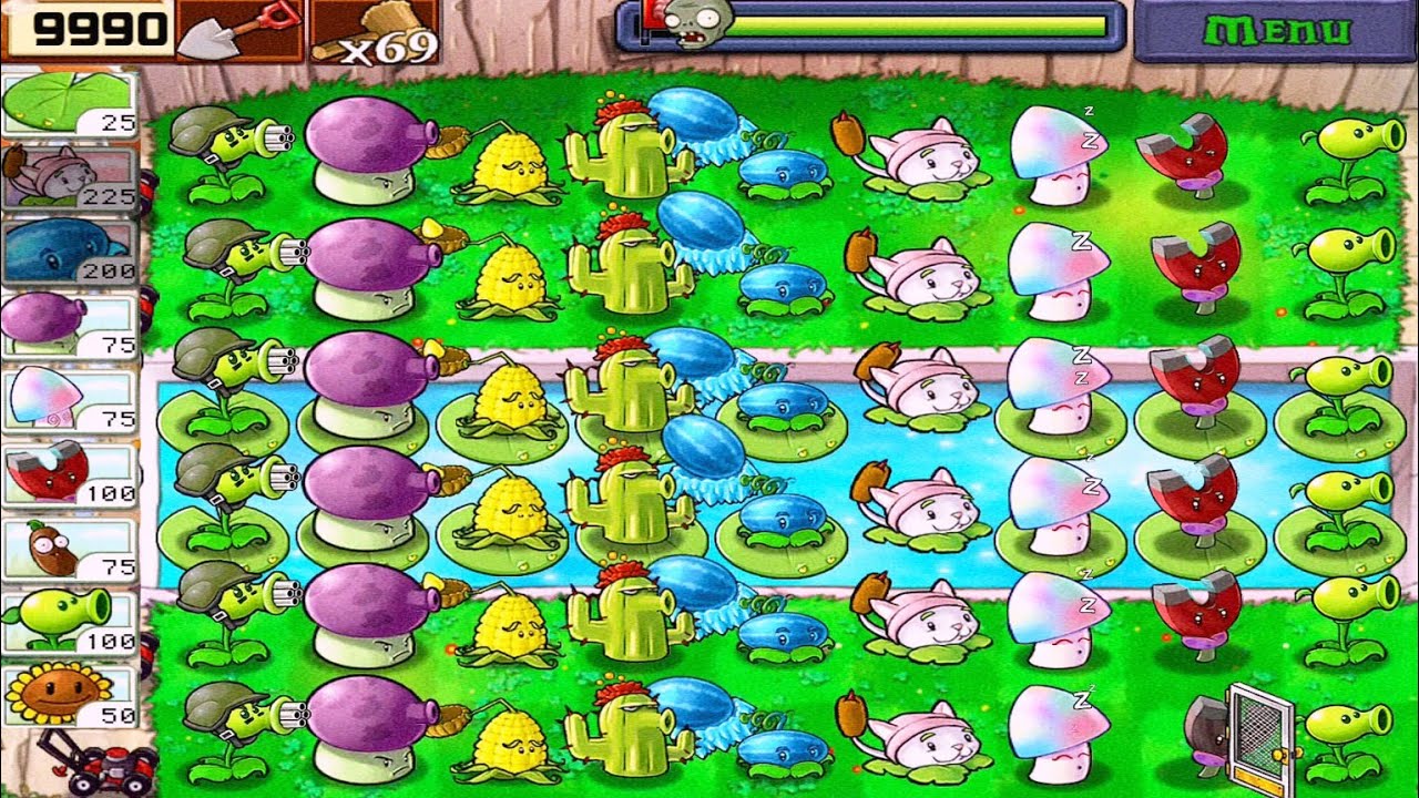 Plants vs Zombies • Survival Pool Walkthrough • Plants vs All Zombies • Full HD [ 1080p ] [ 60fps ]