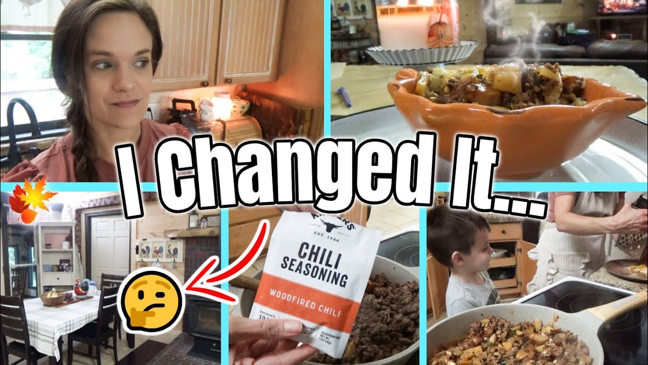 It's time y'all! 🍁 Chili Beef & Potato Skillet & Rearranging the LR & Kitchen for the Fall Season! 🍂