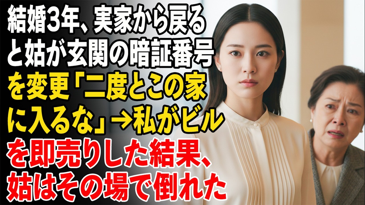 結婚3年、実家から戻ると姑が玄関の暗証番号を変更「二度とこの家に入るな」→私がビルを即売りした結果、姑はその場で倒れた