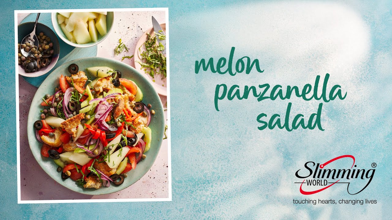 Slimming World melon panzanella salad with toasted sourdough croutons - 6½ Syns per serving