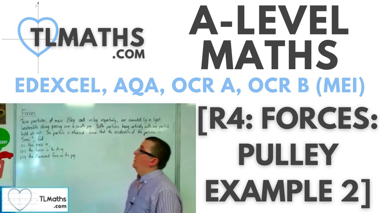 A-Level Maths: R4-07 [Forces: Pulley Example 2]