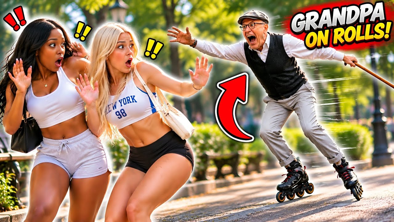 Nobody Expected Grandpa's Roller Skills! Girls Went Crazy!