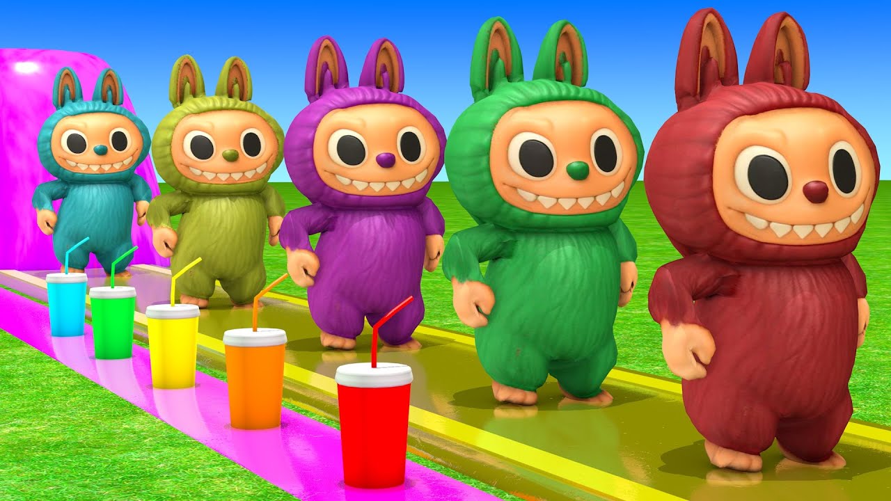 Long Slide Game With Labubu Zimomo Tycoco Spooky Mokoko 3d Animal Game Funny 3d Animals