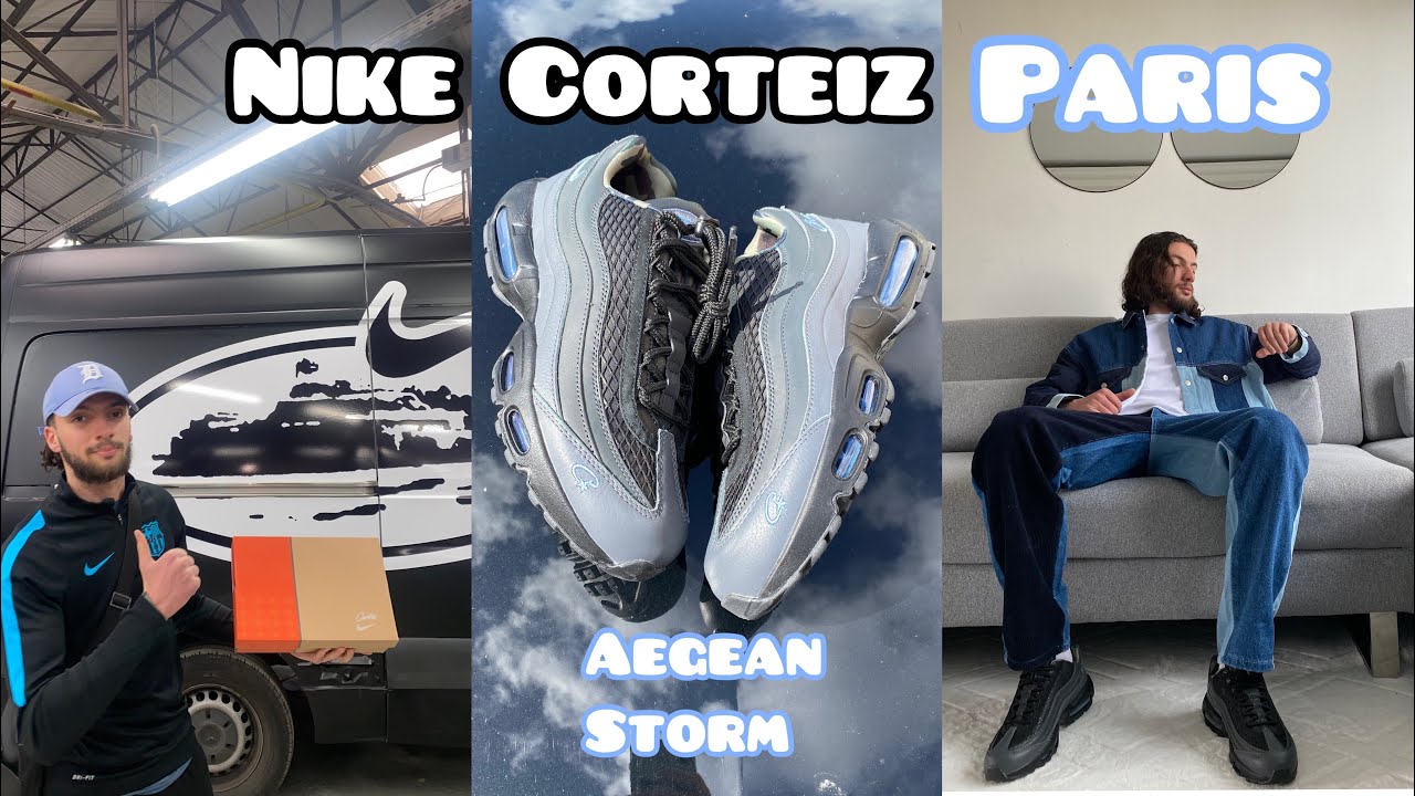 Corteiz nike air max 95 Aegean storm blue Paris crtz unboxing on feet outfit portée (complet)