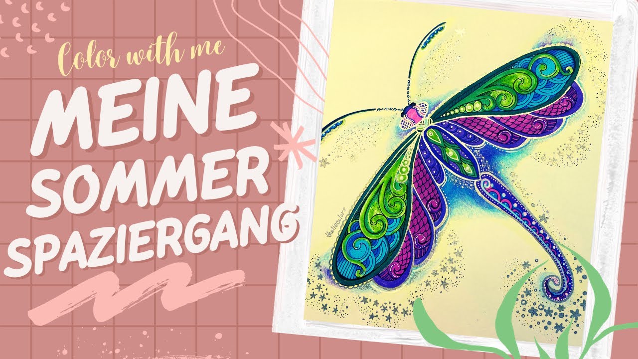 COLOR WITH ME: The dragonfly from Mein Sommer Spaziergang using water-based markers