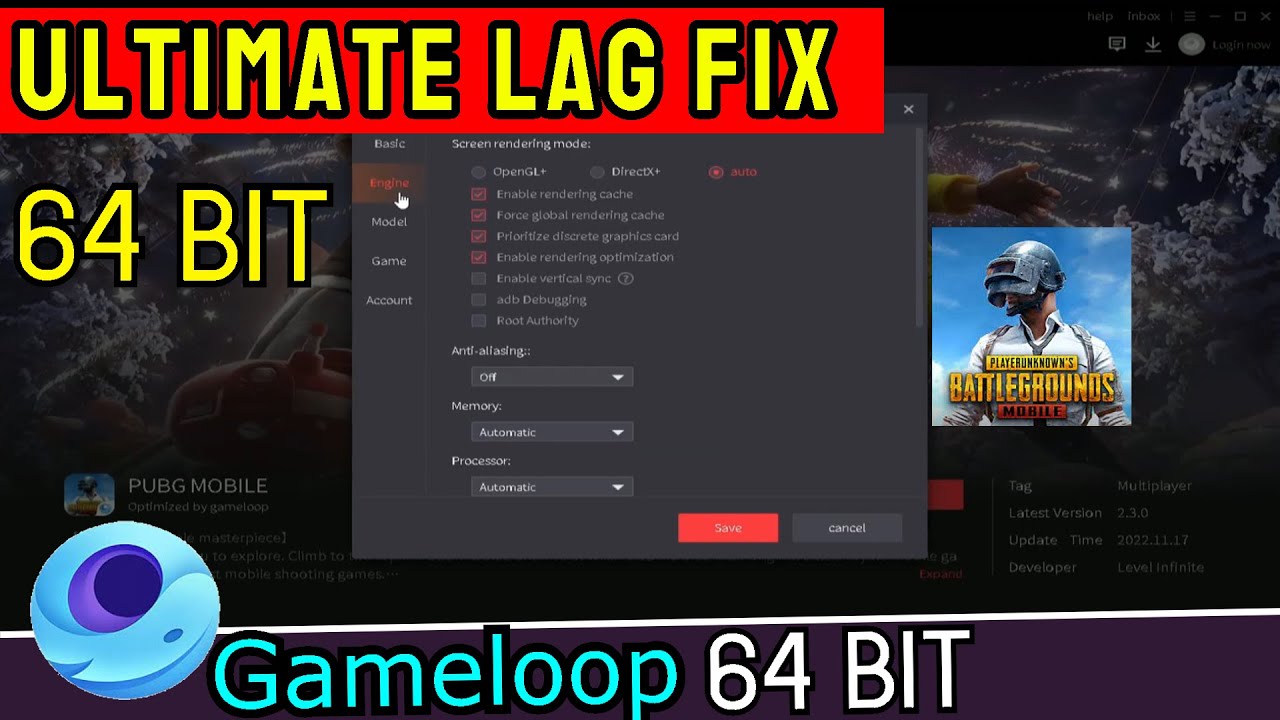 Gameloop 64 bit Installation 2023 | 64 vs 32 | PUBG MOBILE 2.5 ULTIMATE LAG FIX