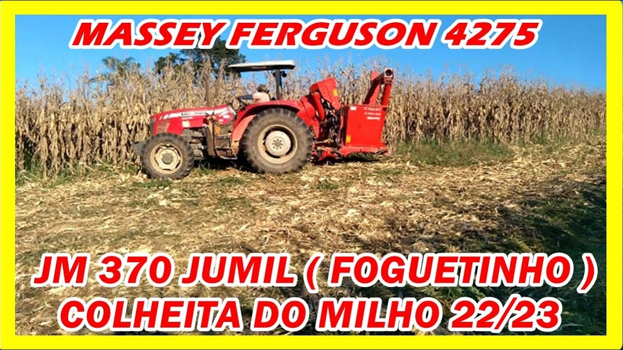MASSEY FERGUSON 4275 COM JM 370 JUMIL  FOGUETINHO  COLHEITA DO MILHO 22 / 23