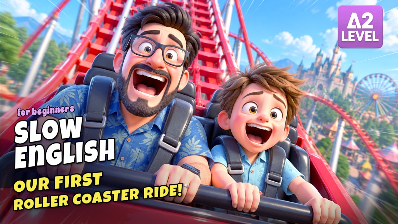 Leo Went to a Theme Park... Then Rode His First Roller Coaster! | Slow English Listening (A2)