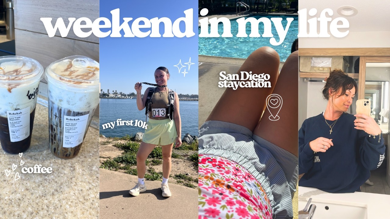 weekend in my life ✨ San Diego staycation, my first 10k, coffee, trader joes haul!