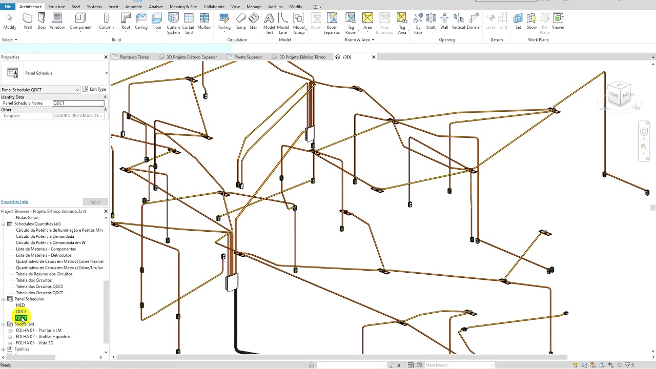 Interligando Quadros Elétricos em Sobrado | Revit MEP Elétrica
