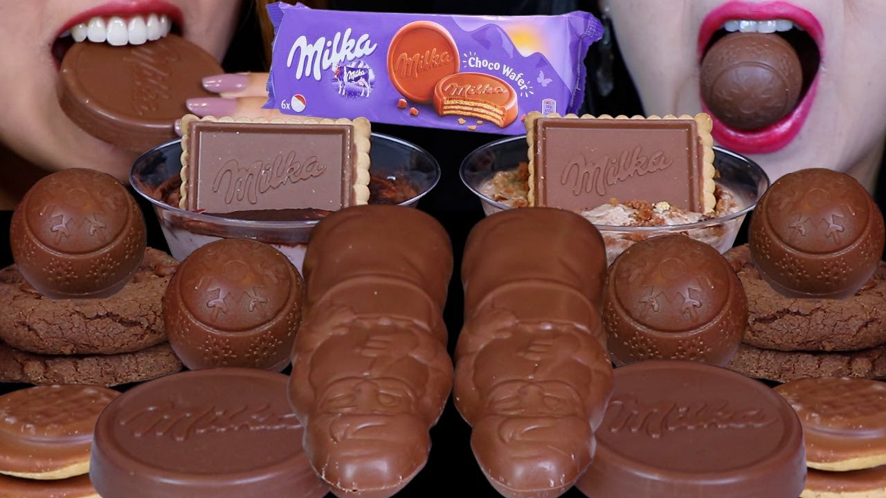 ASMR MILKA CHOCOLATE PARTY! OREO SNOBALLS, CHOCO JAFFA, WAFER ROUNDS, CHOCOLATE SANTA, BISCUITS 먹방