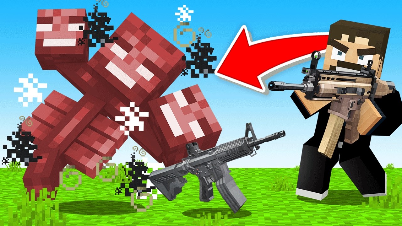 Minecraft, but MOBS Drop Random Weapons