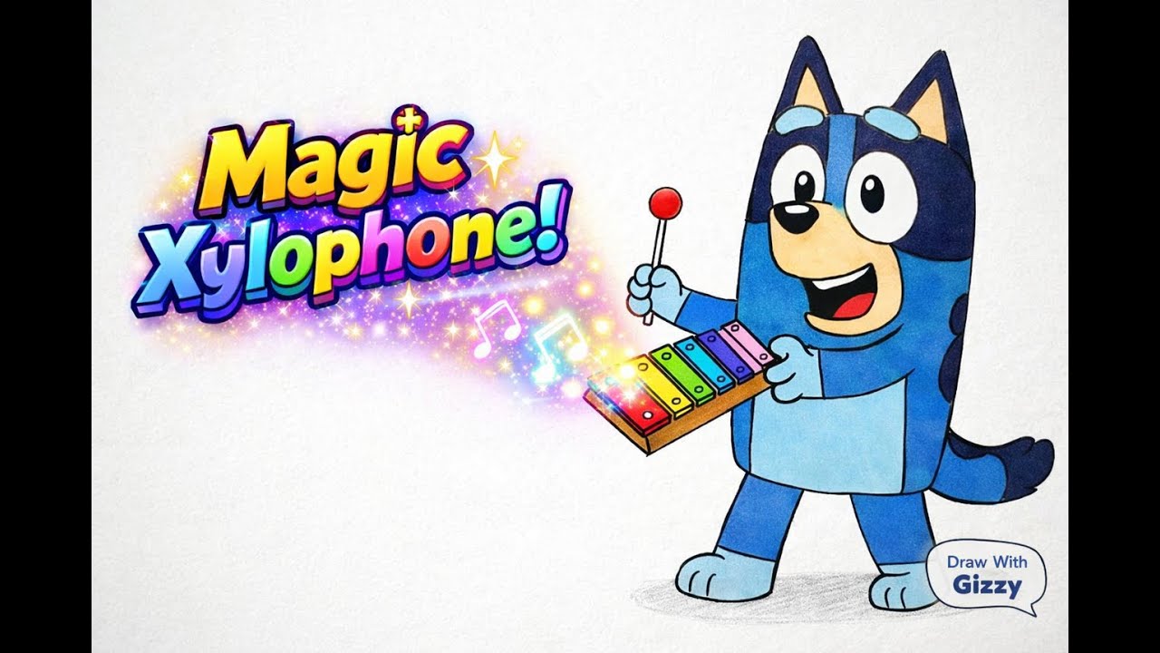 Magic Xylophone 🎵 | Easy Drawing for Kids | Step by Step Bluey Art l Kolay Bluey Çizimi