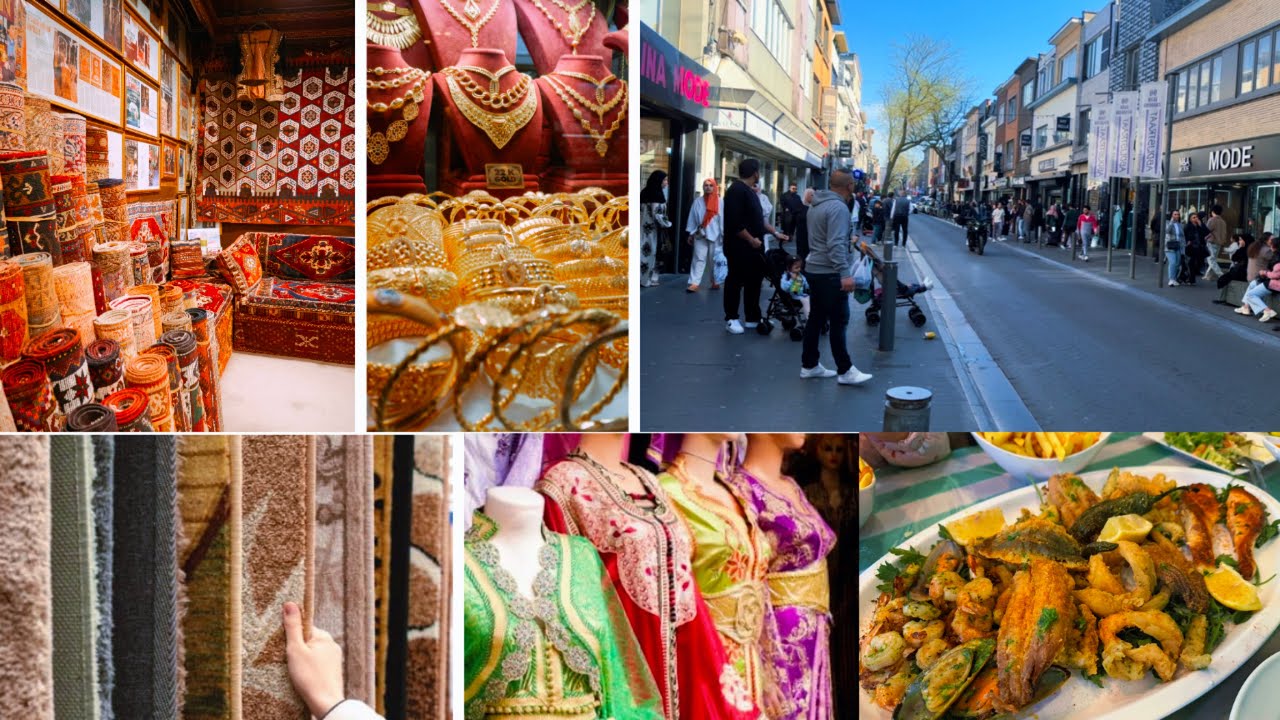 سوق المغاربة والعرب في بلجيكا 🇧🇪بيع السجاد بأسعار مناسبة🌼 .. التراث المغربي ..مطاعم .، مأكولات بحرية