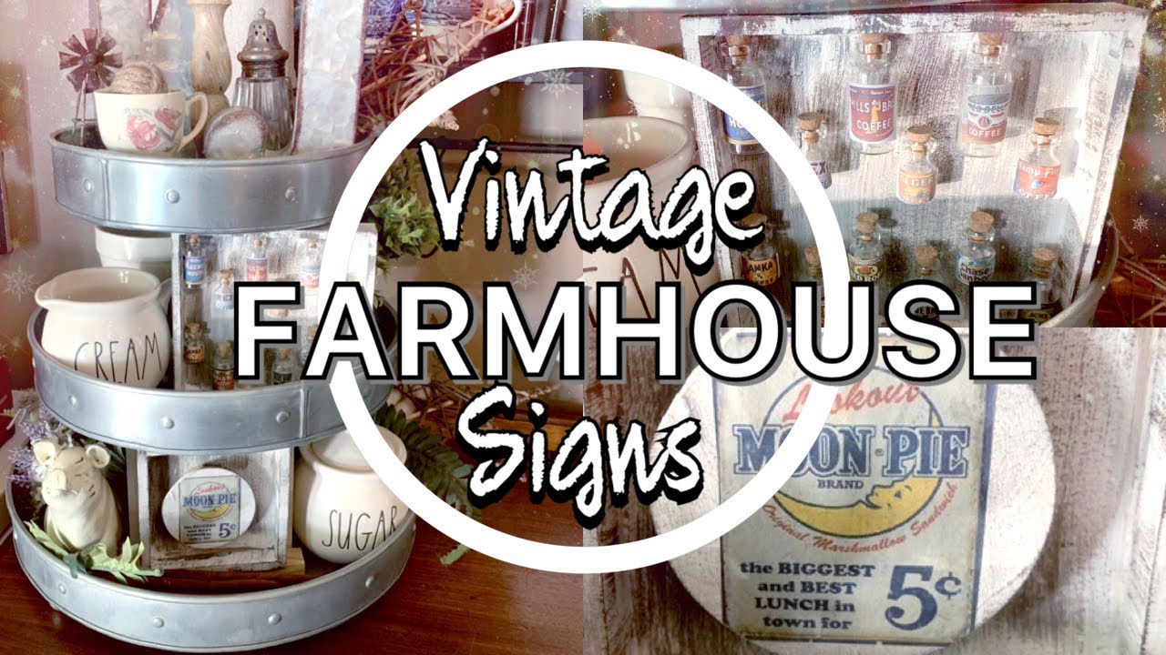 DOLLAR TREE DIY | VINTAGE FARMHOUSE SIGNS | I finally used those small glass jars from Dollar Tree!!