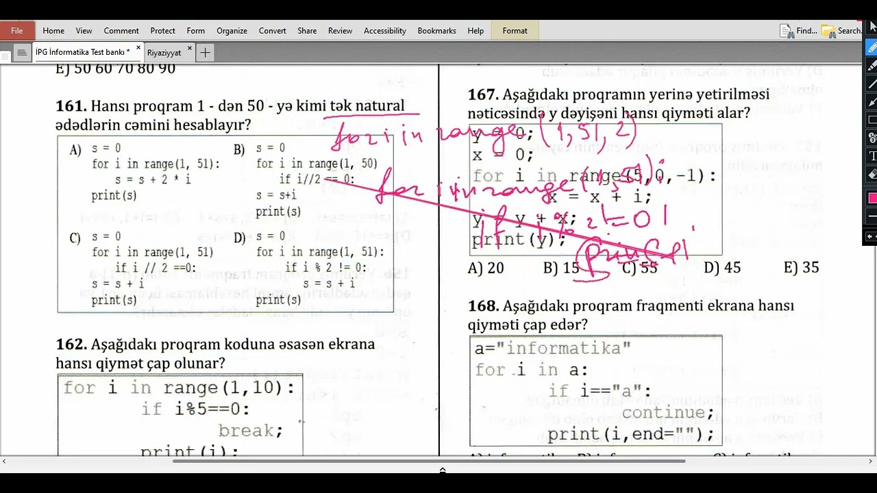 Python testləri İPG yeni nəşr (157-195) SAYĞACLI DÖVR