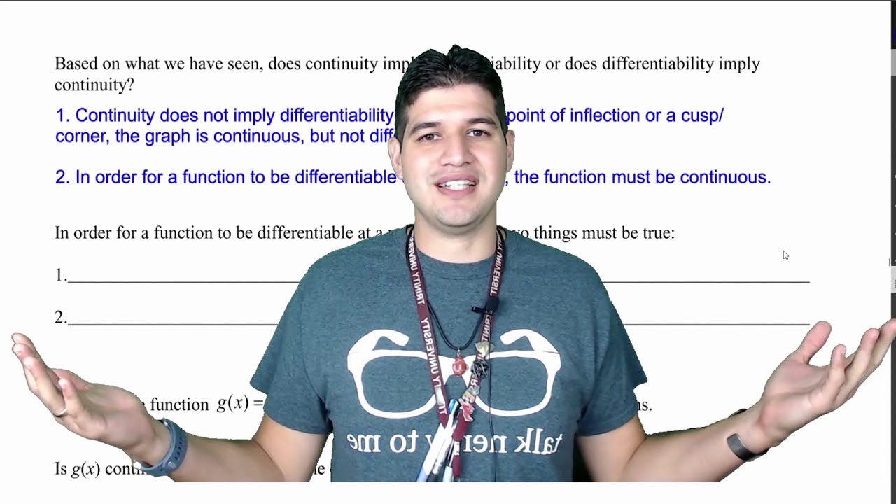 3.7a Relationship Between Continuity and Differentiability | AP Calculus