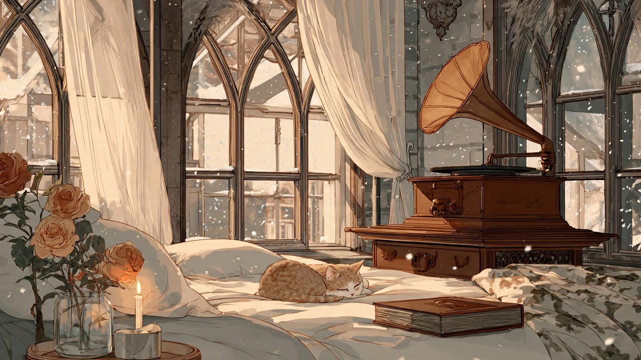 Vintage 1940s classic jazz playing in a quiet bedroom while it gently snows outside, Vol. 2