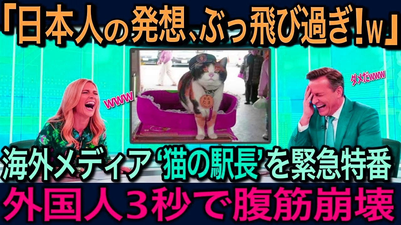 【海外の反応】「猫が駅長はダメだろw」日本の鉄道で猫が働く姿に世界中のメディアが緊急特集を組む事態に！