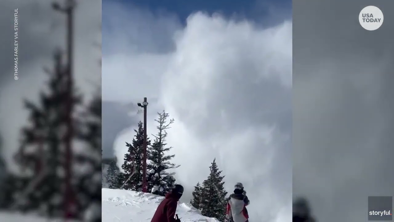 😲 Incredible Avalanche @ Sundance Sends Amazing Snow Cloud Over Skiers💙