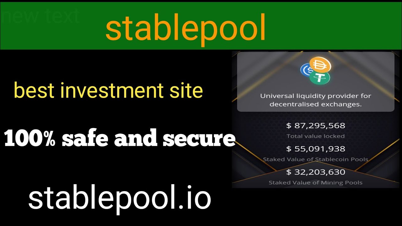 stablepool.io  best investment site 💯 safe and secure