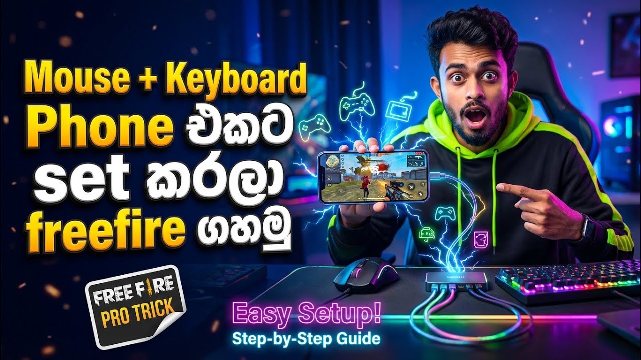 pc වගෙ mobile එකෙන් freefire play කරමු |How to Play Free Fire with Keyboard and Mouse