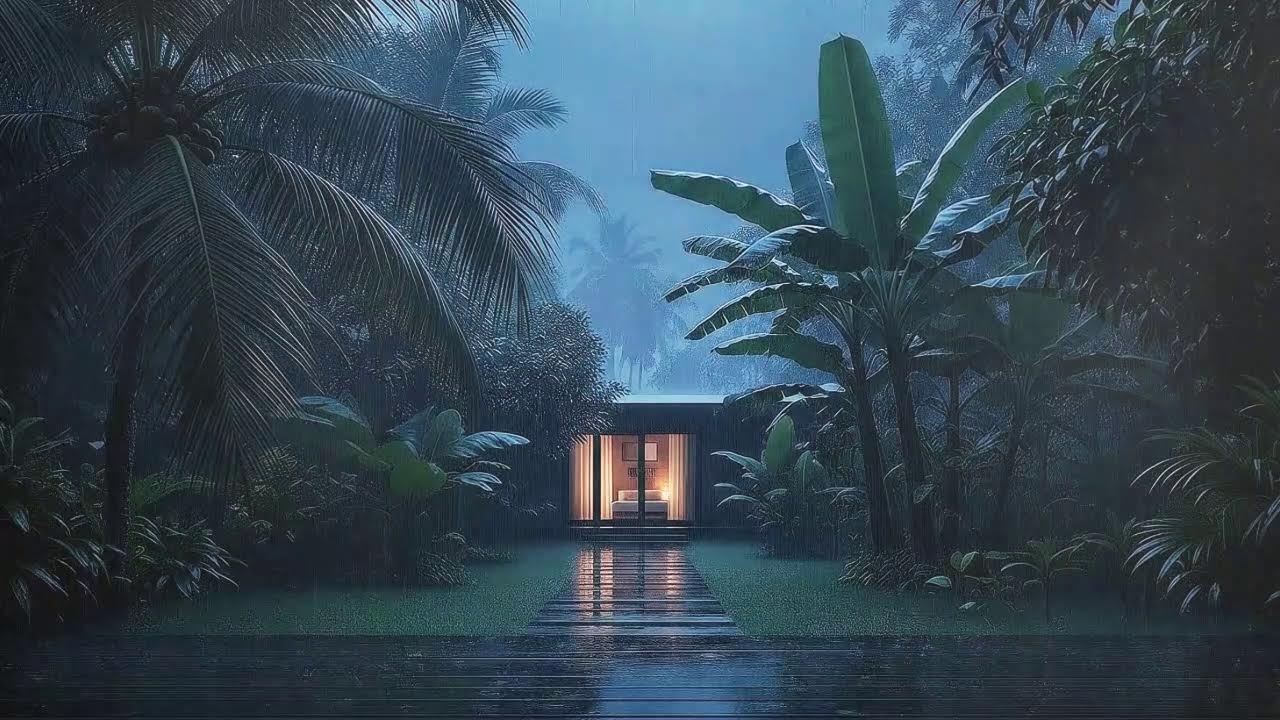 Fast Sleep Cabin Rainstorm with Calm Thunder Rolls in the Jungle 🌧️
