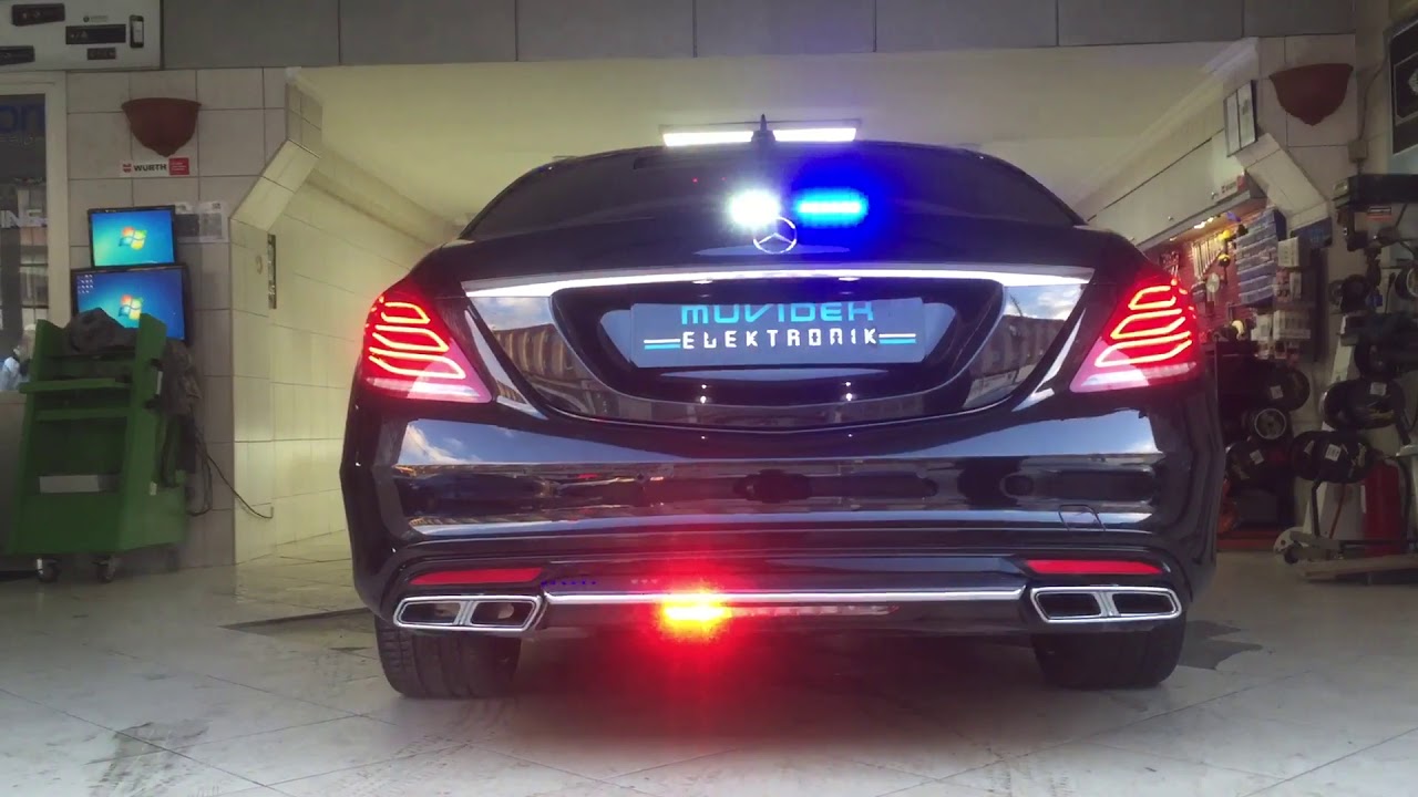 Mercedes Benz W222 S Kasa Makam Arabası Çakar-Siren Uygulaması