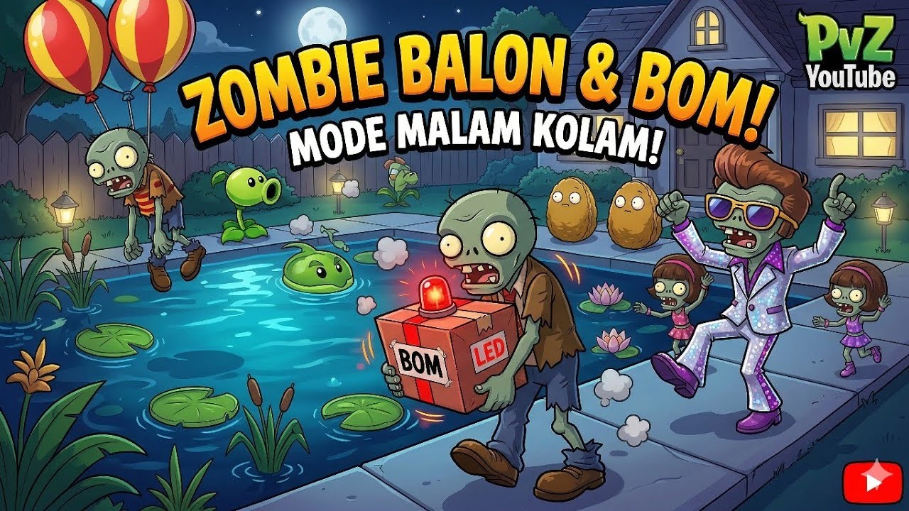 KOLAM ADA MODE MALAMNYA 😱 || PLANTS VS ZOMBIES || LIVE STREAMING GAME INDONESIA