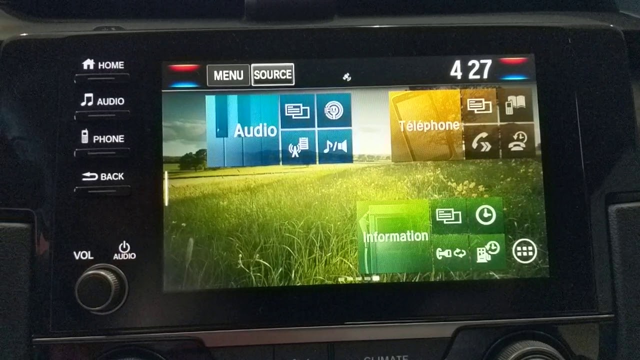 Changer l'apparence de l'&eacute;cran d'accueil Honda Civic de 2016 &agrave; 2019