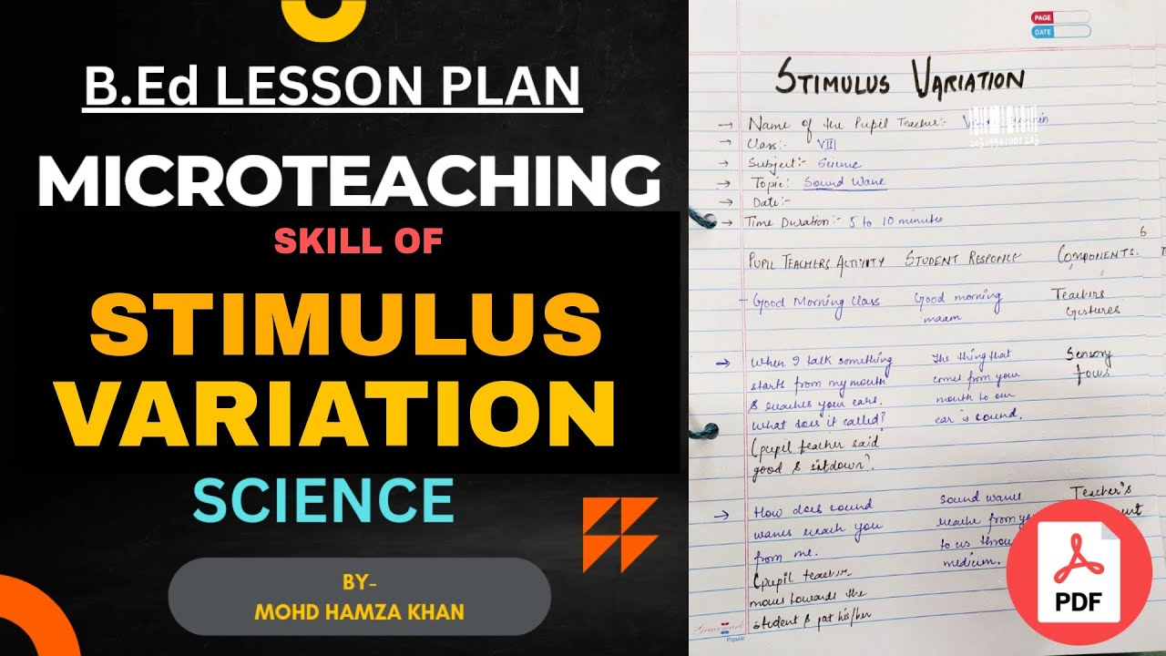 B.Ed 2026|Skill of Stimulus Variation Science|Sound|Microteaching|Micro lesson plan B.ed BTC/D.el.ed