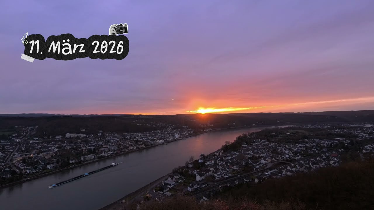 Sonnenstrahlen durch Wolkenlücke – Dramatische Abendröte von der Erpeler Ley | Zeitraffer