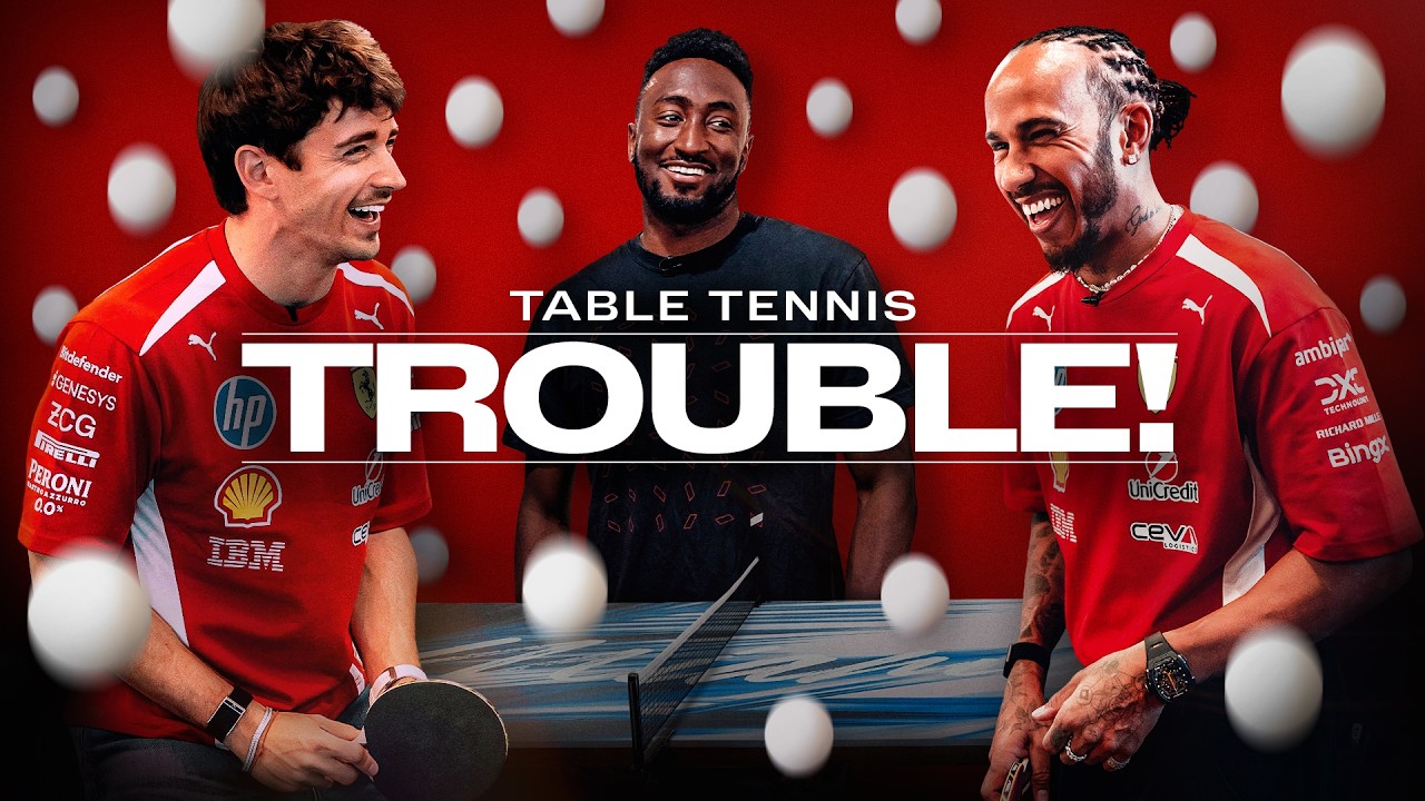 Lewis Hamilton vs Charles Leclerc in table tennis battle