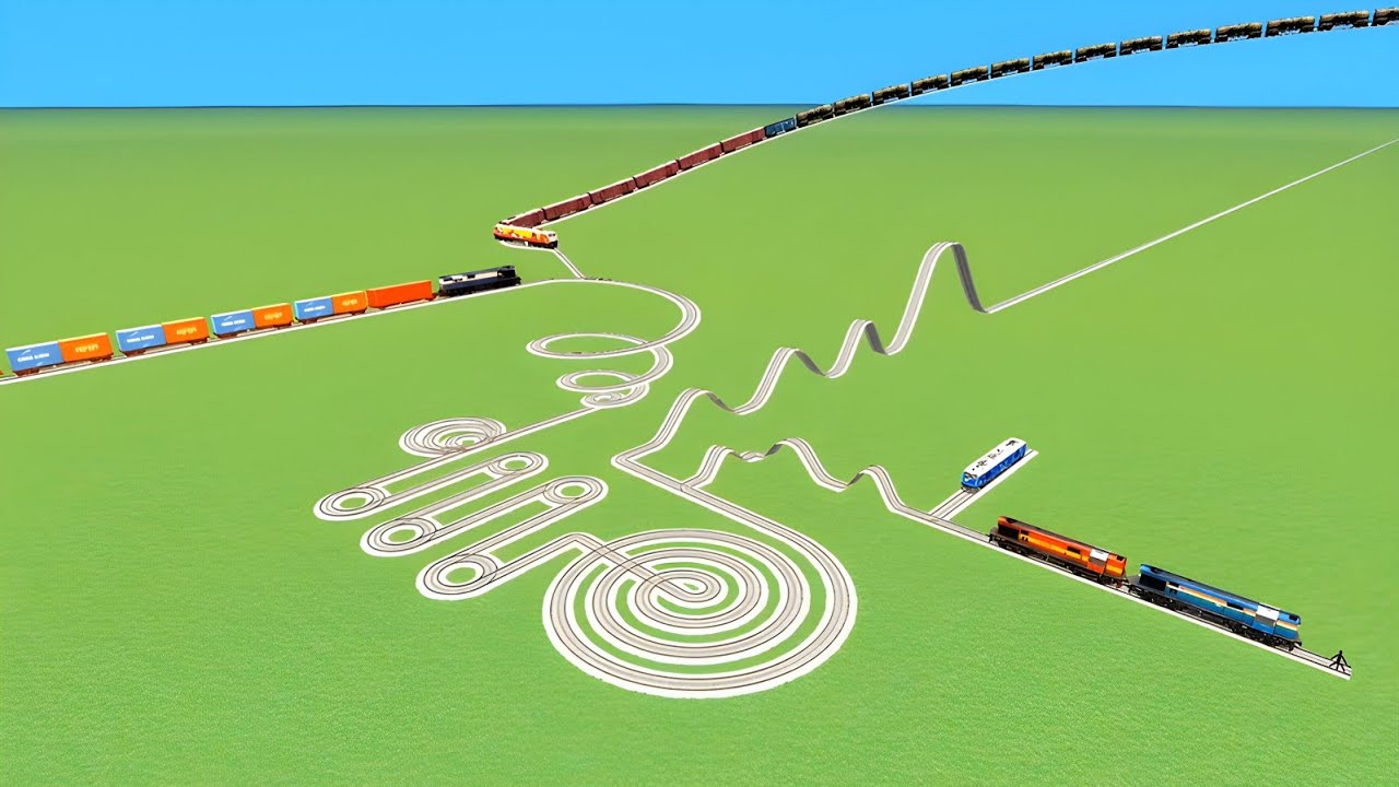 🩵TRAIN CROSSING UTRUN CURVED RISKY CIRCLES ZIG ZAG TRACK RAILROAD RAILWORK BEANG DRIVE 