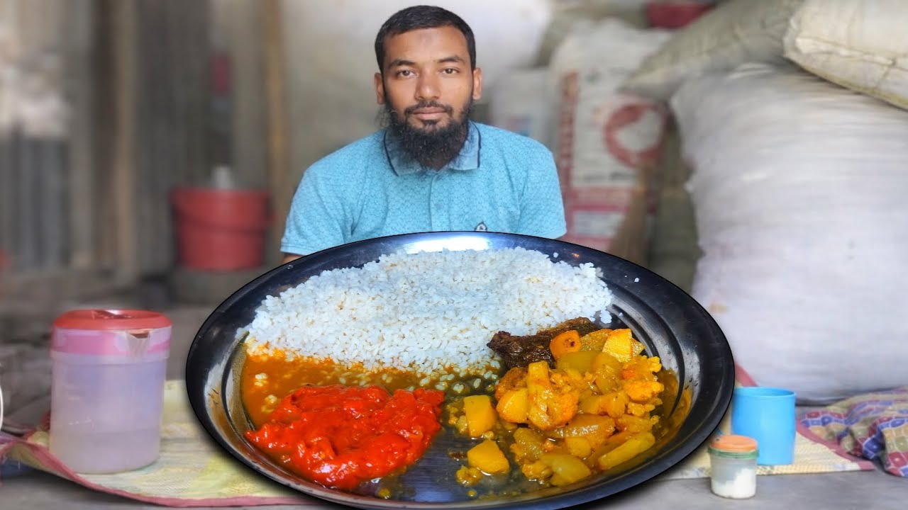 Rice with Tomato Chutney & Fish Curry ASMR 🍛 | No Talking 🤫 | Bismillah 🤍 || EAT MOOD