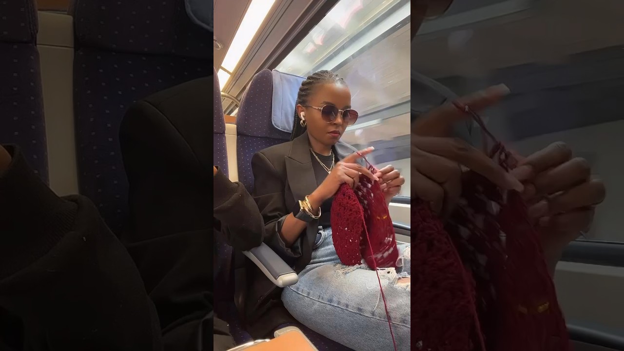 Crocheting on a moving train, how much can I crochet in 2 hrs? #crochet #shorts #diy