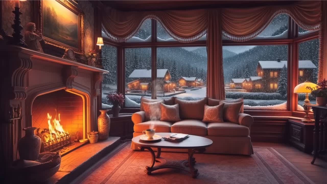 Fireplace & Piano for Reading, Studying, Journaling