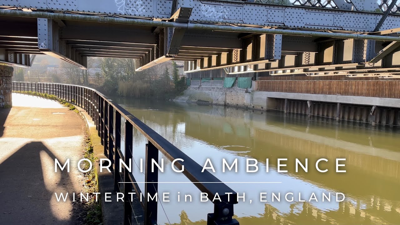 Morning ambience. Under the old Green Park railway bridge, the River Avon in Bath, England