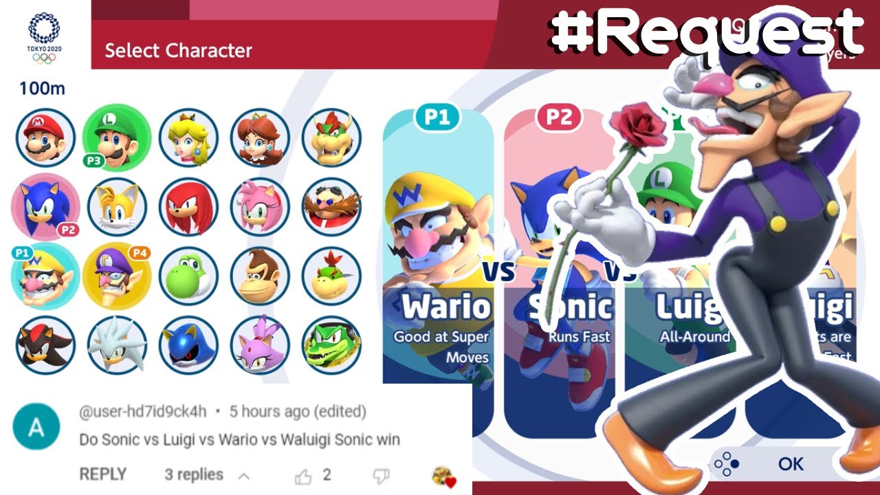MARIO AND SONIC AT TOKYO 2020 | Gameplay (4 Players)| Wario VS Sonic VS Luigi VS Waluigi