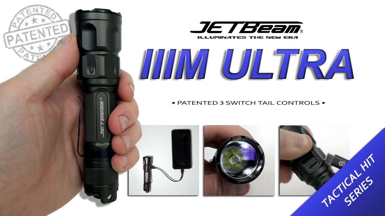 JETBeam IIIM ULTRA Tactical flashlight, patented triple switch & Type-C charging/discharging #2319