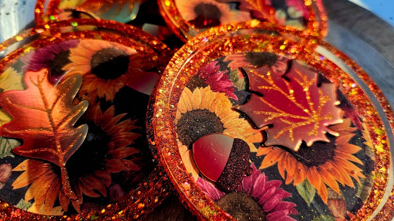 Make *EYE CATCHING*  DIY Resin Fall Coasters!  Beautiful!!