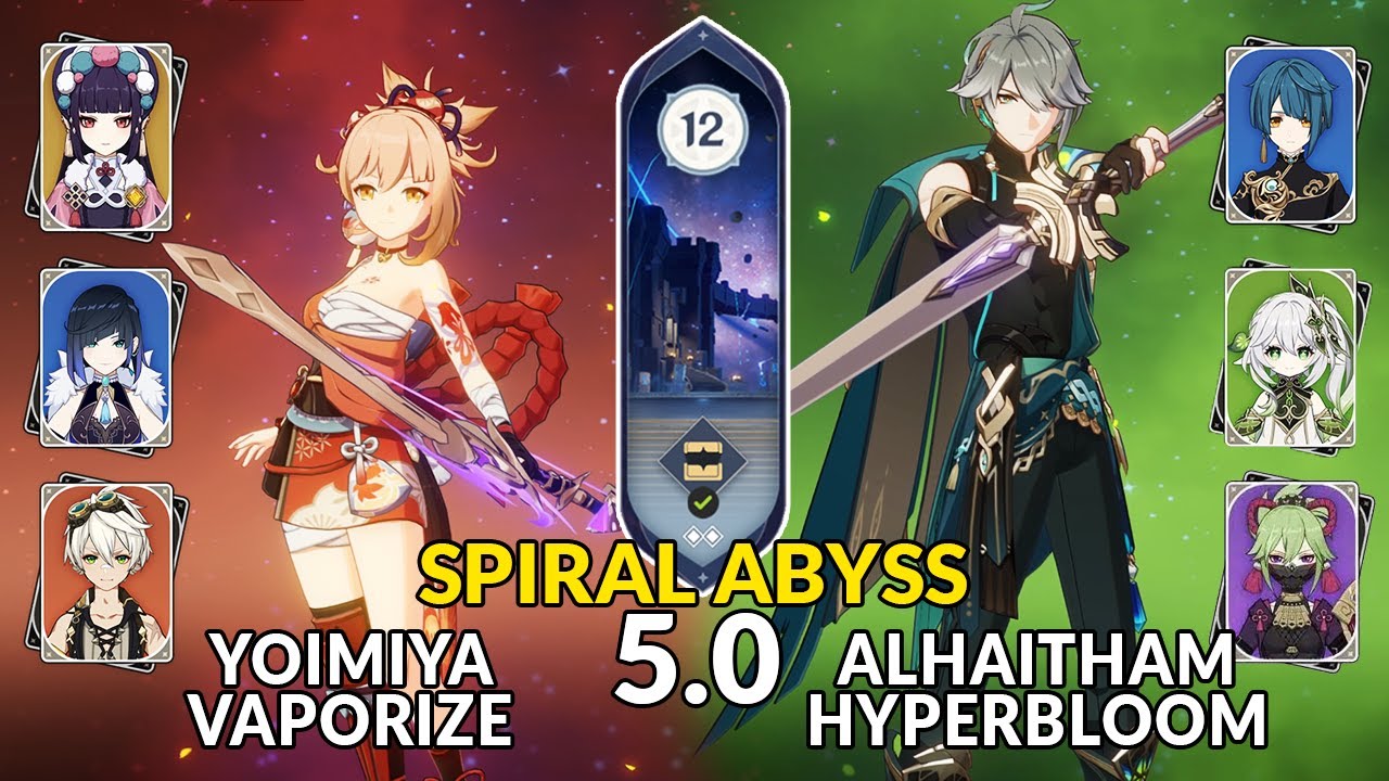 New 5.0 Spiral Abyss│Yoimiya Vaporize & Alhaitham Hyperbloom | Genshin Impact Floor 12
