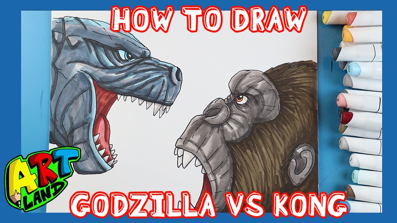 How to Draw GODZILLA VS KONG FACE OFF!!!