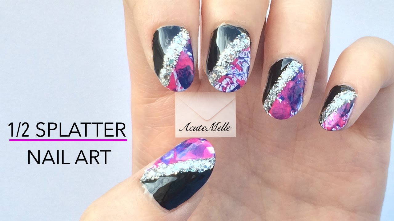 Half Splatter Nail Art
