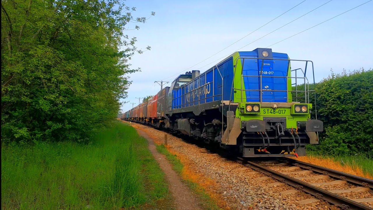 ST48-017 PKP Cargo opuszcza stację Jeziorna. 23.05.2025