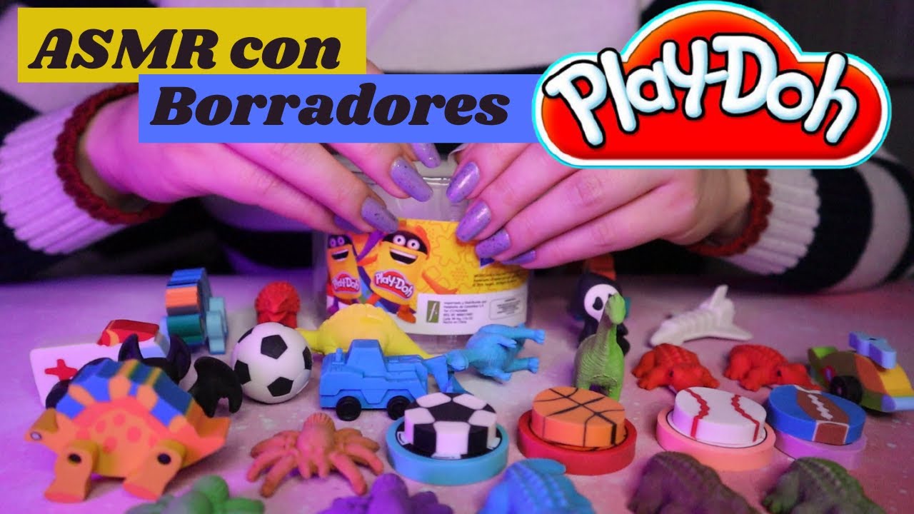 ASMR Español/ susurros y tapping con borradores Play-Doh / erasers collection