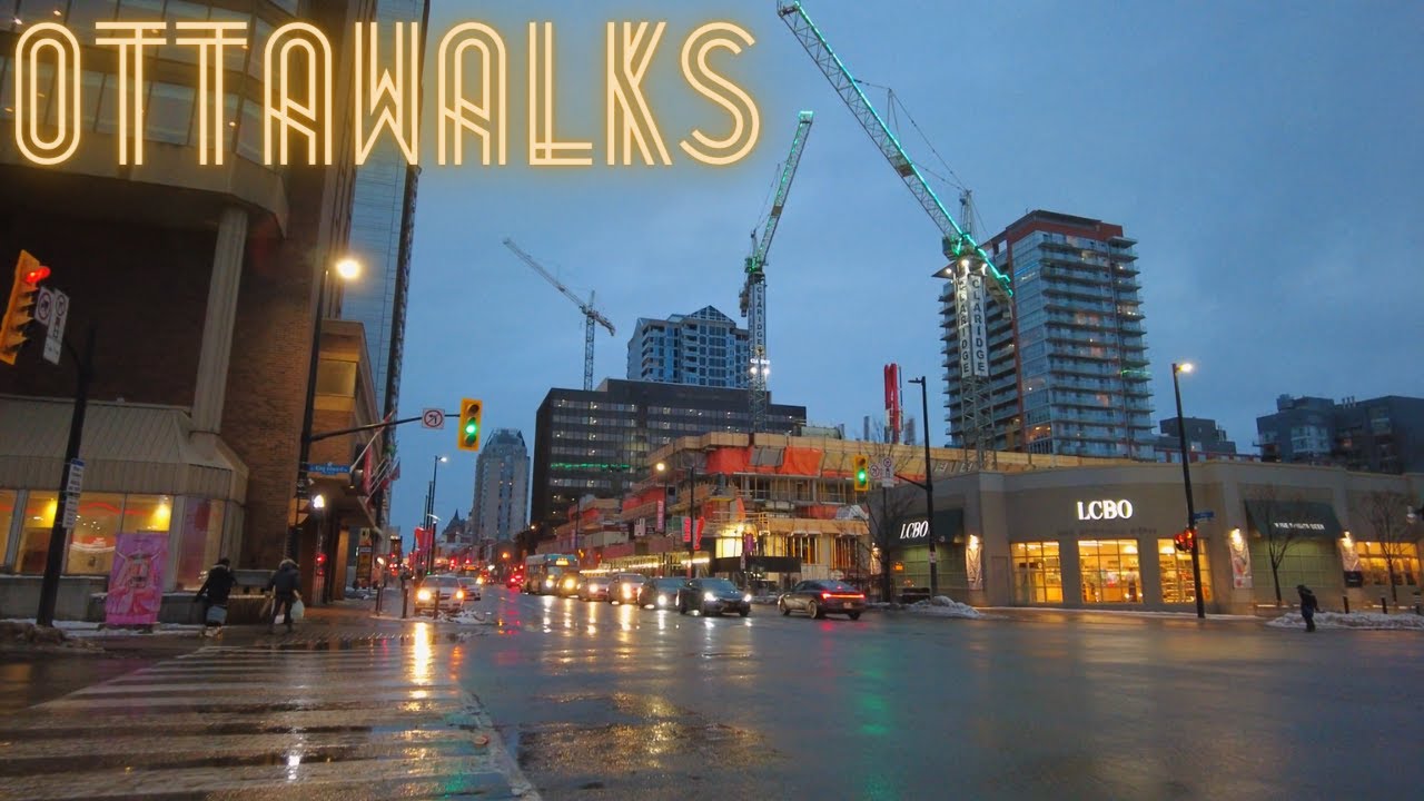 Sunday evening walk through Downtown Ottawa's Rideau Street - From Rideau River to Senate of Canada