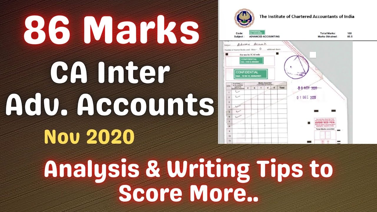CA Inter Adv. Accounts 86 Marks Answer Sheet Analysis || Nov 2020 CA Exams